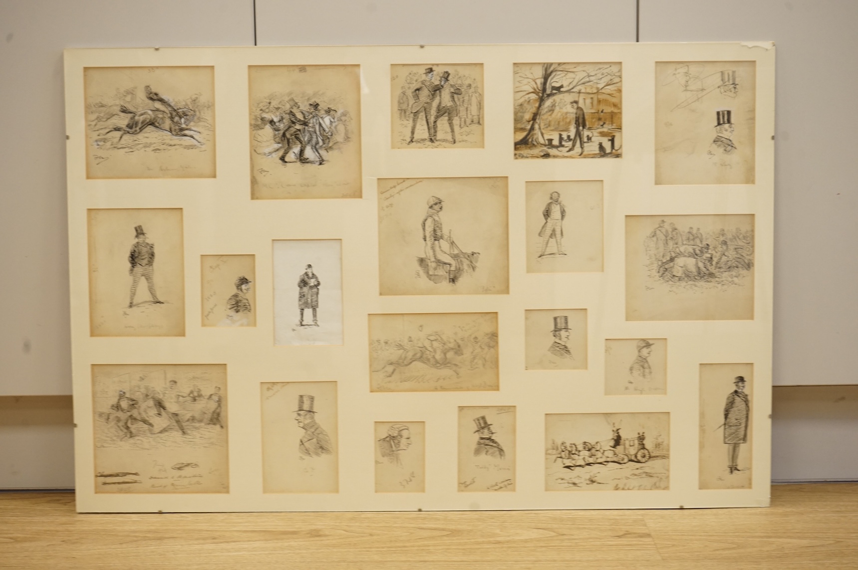 George Finch Mason (1850-1915), a large collection of predominantly ink sketches, mostly horse racing interest and portrait caricatures, many arranged in albums to include 'The donkey beats the duke' and 'When diamonds w